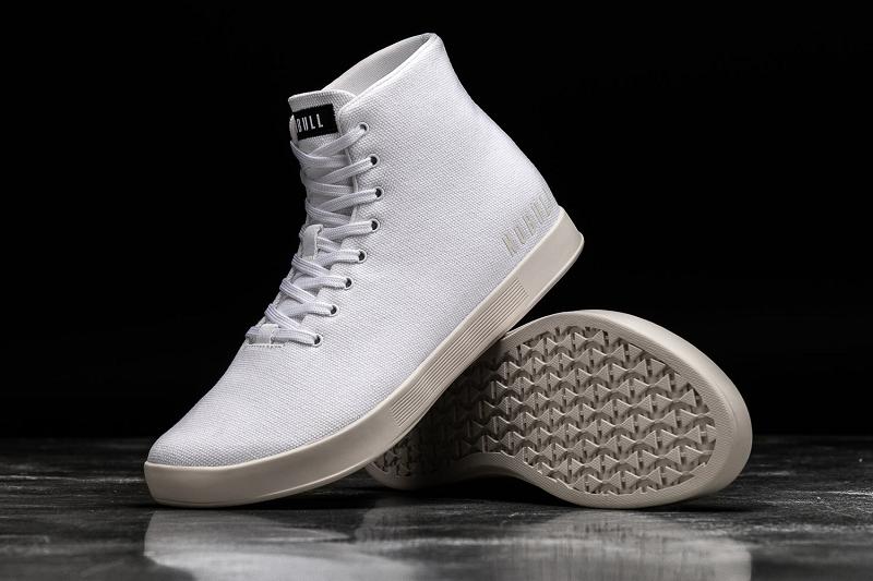 White Nobull High-Top Ivory Canvas Men's Trainers | CA N1455W